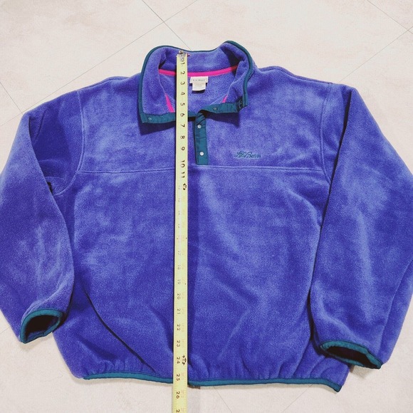 VTG 90s LL Bean Womens XL 1/4 Snap-T Super Soft Fleece Jacket Script USA Made - Picture 6 of 11